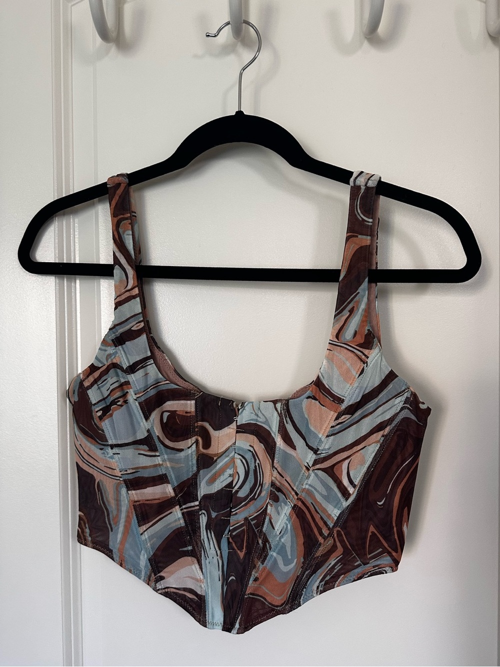 WhiteFox Marble-Print Corset Tank Top size Medium